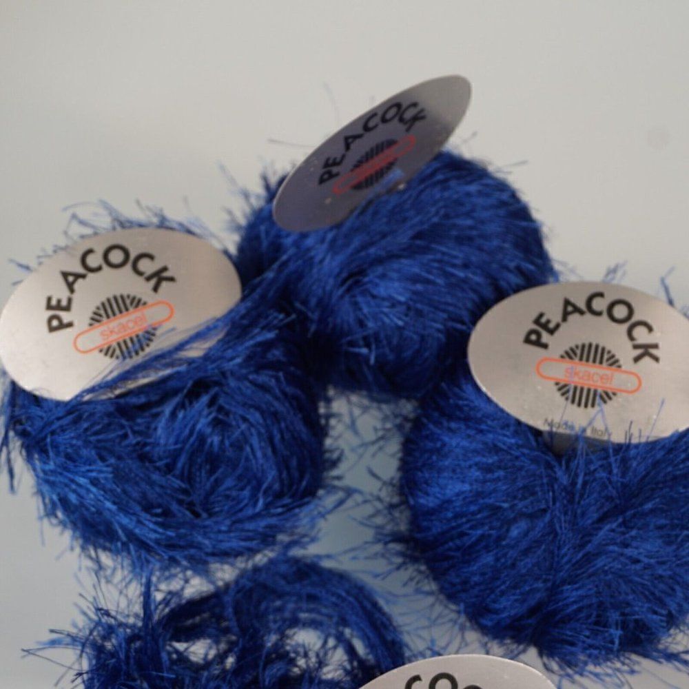 Skacel Collection Peacock Eyelash Yarn Color No 12 Blue Made In Italy 164 Gr Lot - Picture 5 of 6